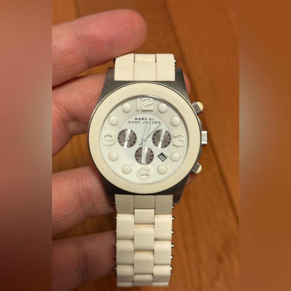 Marc by Marc Jacob’s white/ivory watch with silver metal